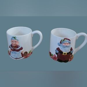 *NWOT Vintage Set Of 2 Schnucks Mr & Mrs Santa Mugs